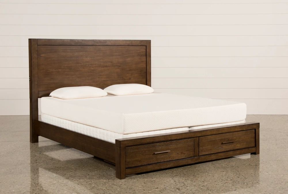 Riley Brownstone California King Wood Panel Bed With Storage and USB