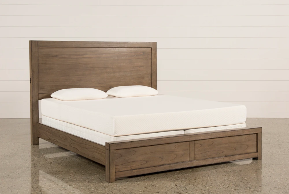 Riley Greystone Queen Wood Panel Bed With USB