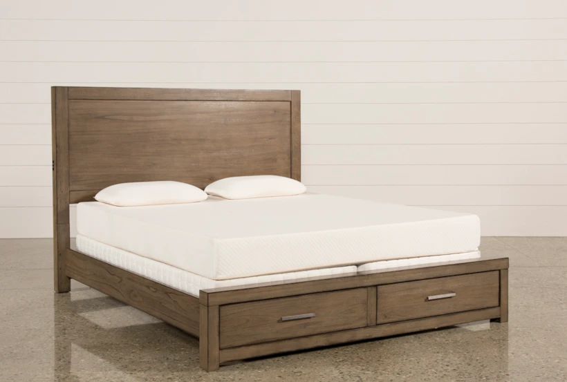 Riley Greystone Queen Wood Panel Bed With Storage and USB - 360