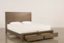 Riley Greystone Queen Wood Panel Bed With Storage and USB - Side