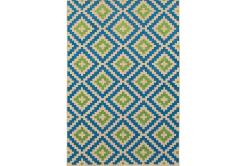 7'8"x10'8" Outdoor Rug-Lime And Blue Birds Eye - 360