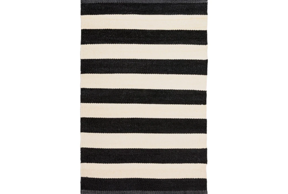 3'3"x5'3" Rug-Black & White Cabana Stripe