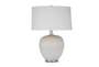 25 Inch Beige Glass Grooved Bottle Table Lamp - Signature