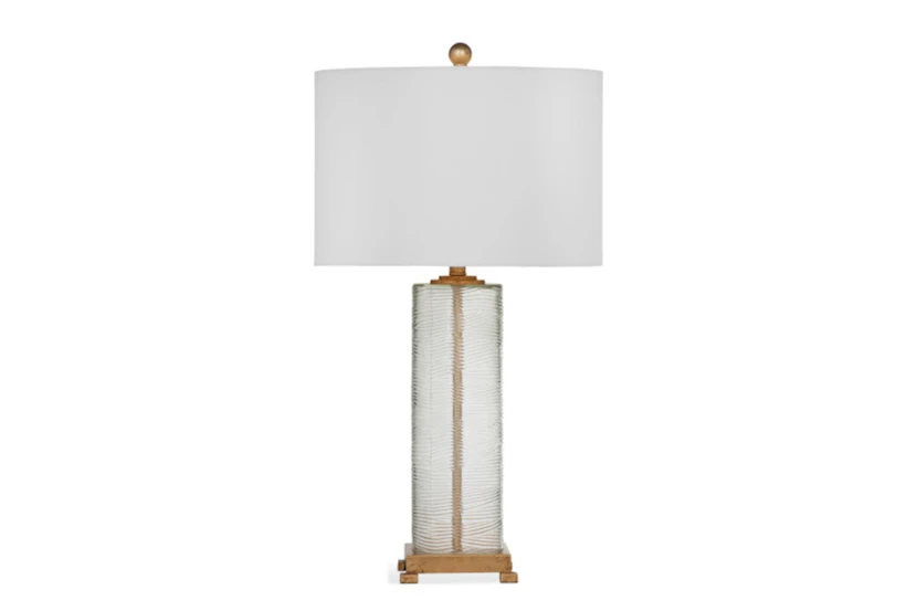 28 Inch Clear Glass + Gold Leaf Cylinder Table Lamp - 360