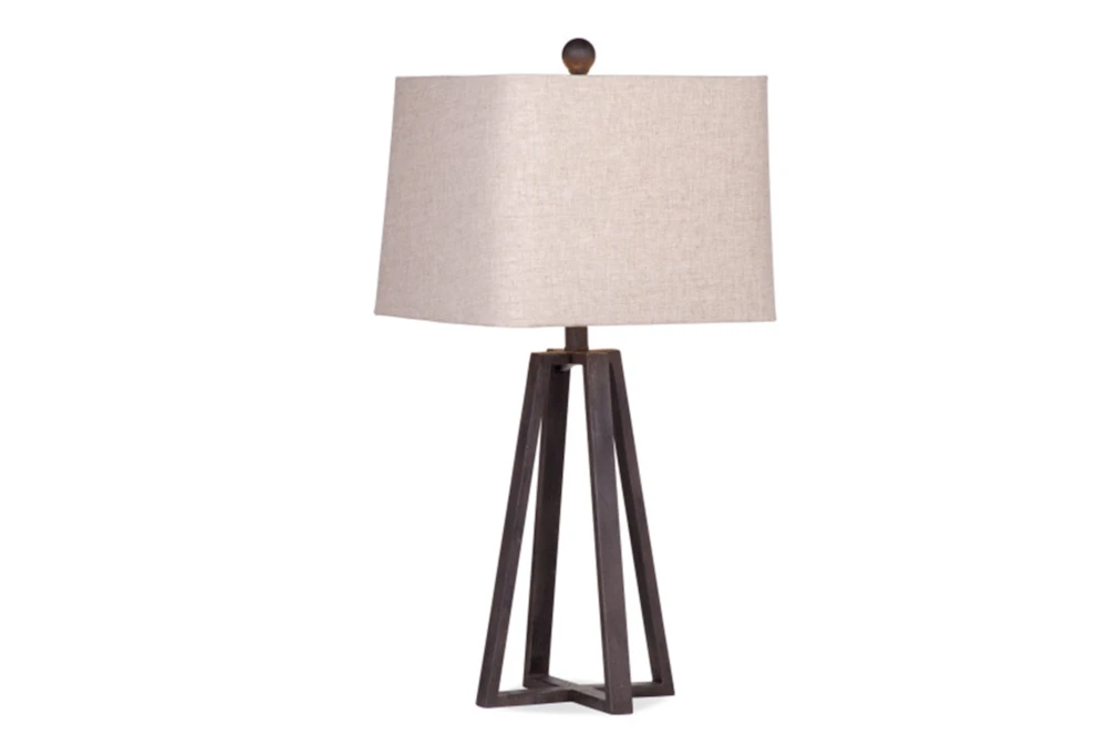 28 Inch Rustic Bronze Pyramid Band Table Lamp