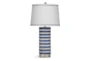 27 Inch Blue White Cylinder Stripe Table Lamp - Signature