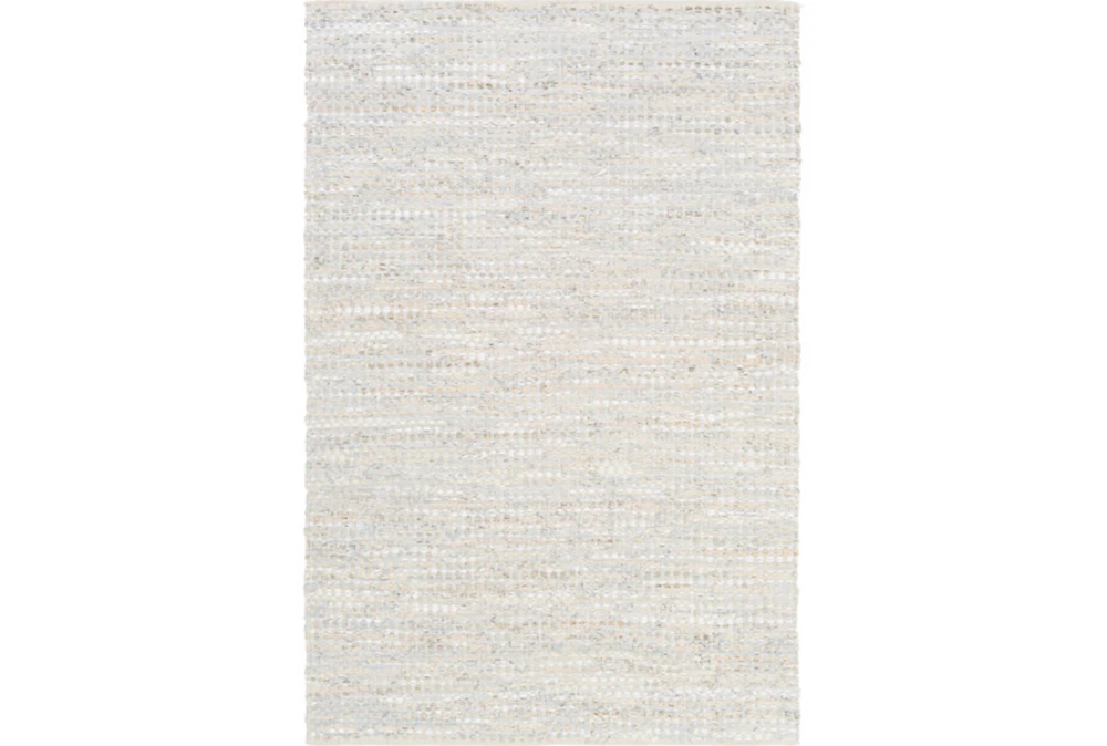4'x6' Rug-Leather And Cotton Grid Pale Blue