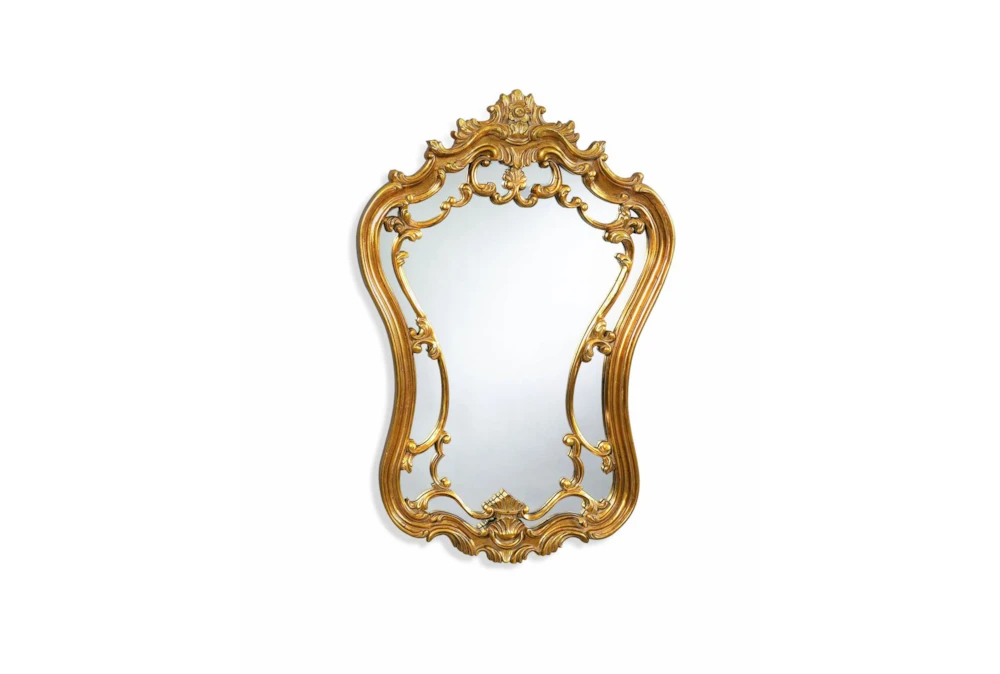 24X35 Gold Leaf Rococo Curved Ornate Wall Mirror