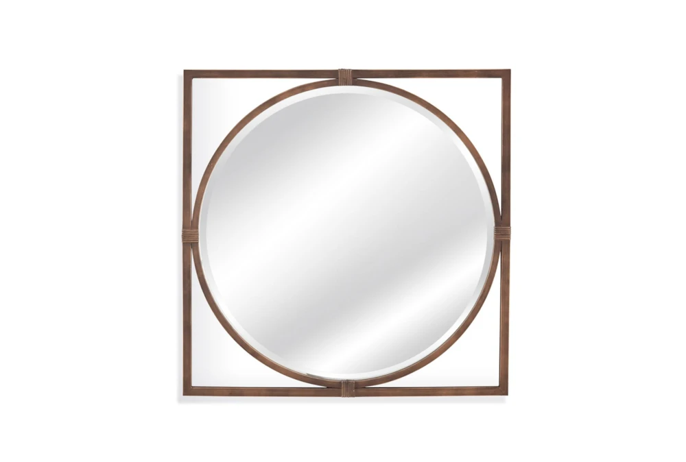 36X36 Classic Bronze Circle Wall Mirror In Square Frame
