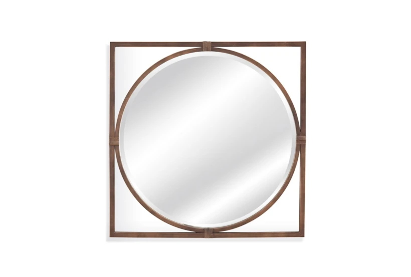 36X36 Classic Bronze Circle Wall Mirror In Square Frame - 360