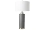31 Inch Grey + Silver Nickel Faux Croc Leather Table Lamp - Signature
