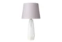 Table Lamp-White Faux Marble Grey Shade - Signature