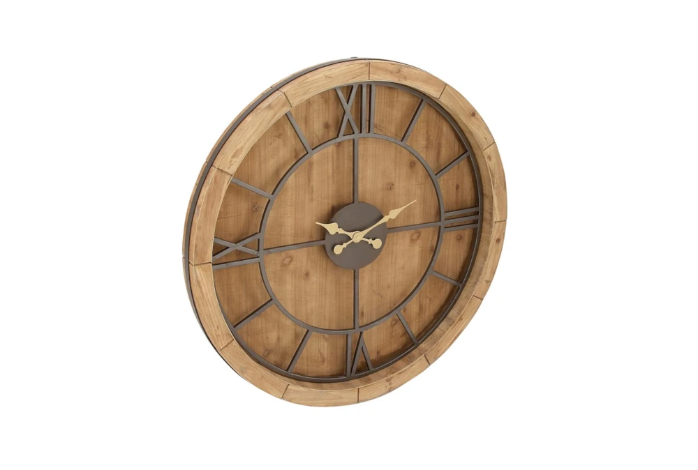 Wood Metal Circle Wall Clock