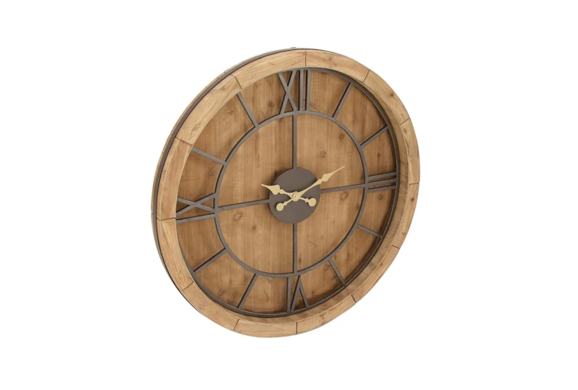 Wood Metal Circle Wall Clock - 360