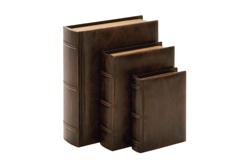 3 Piece Set Aged Leather Boxes