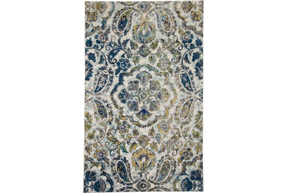 5'x8' Rug-Cobalt And Yellow Large Medallion