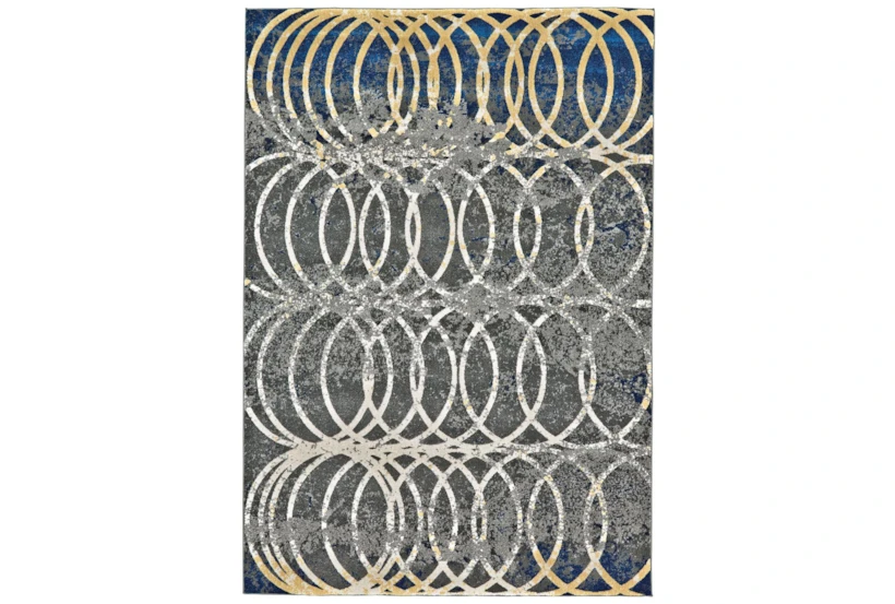 8'x11' Rug-Cobalt And Yellow Faded Rings - 360