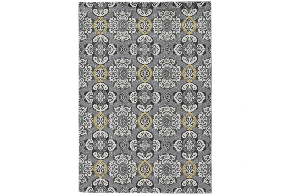 8'x11' Rug-Grey And Yellow Traditional Medallions