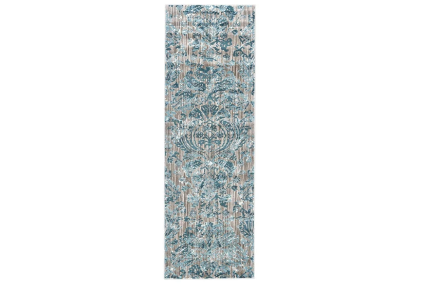 2'6"x8' Rug-Blue And Grey Strie Damask - 360