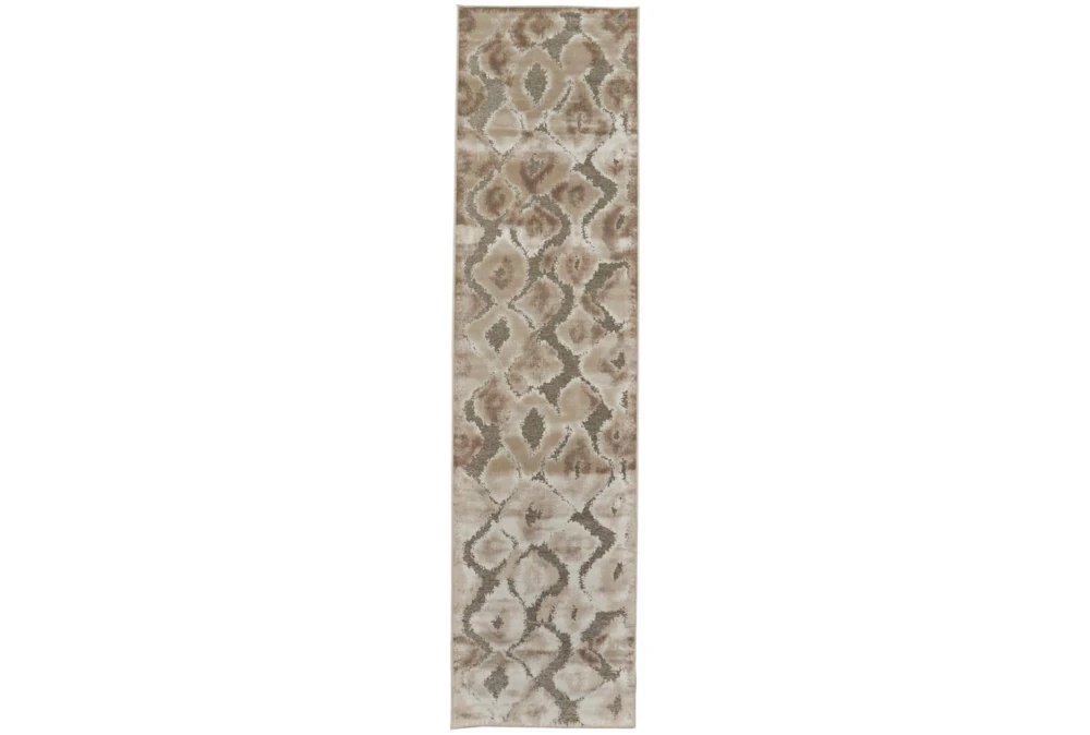 2'5"x8' Rug-Pewter And Cream Ikat