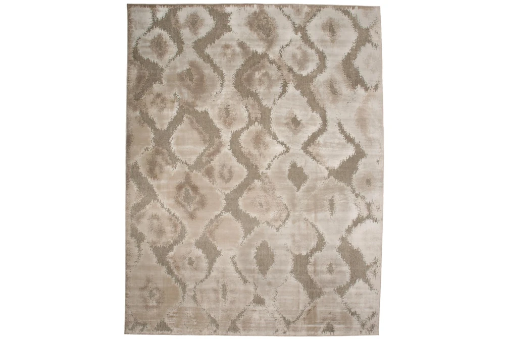 9'6"x12'6" Rug-Pewter And Cream Ikat