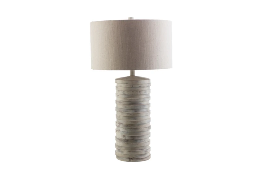 Table Lamp-Grey Wash Ribbed Column - 360