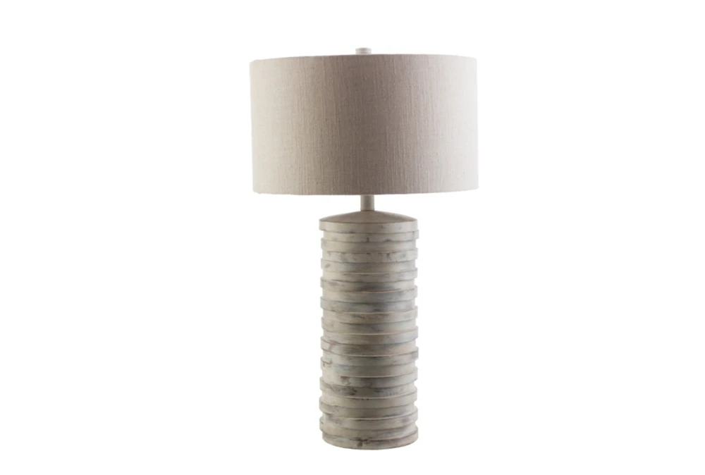 Table Lamp-Grey Wash Ribbed Column