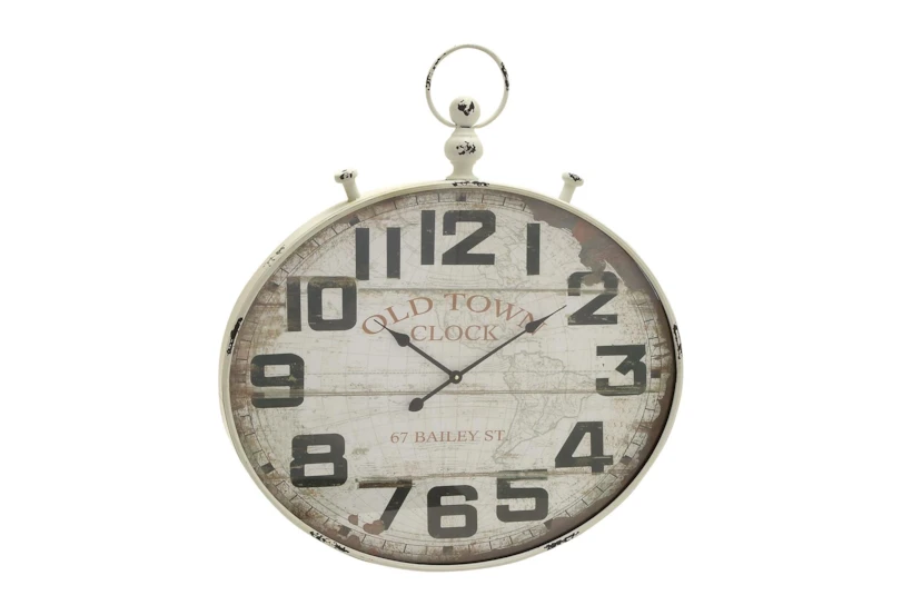 36 Inch Old Town White Washed Wall Clock - 360