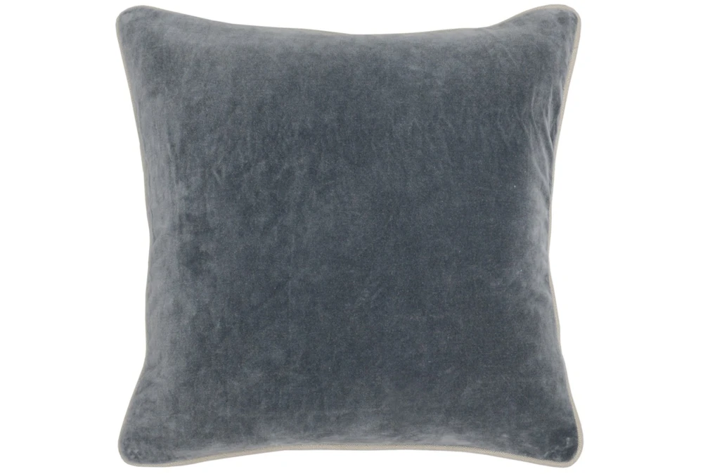 18X18 Steel Grey Stone Washed Velvet Throw Pillow