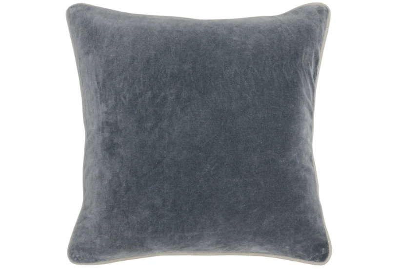 18X18 Steel Grey Stone Washed Velvet Throw Pillow - 360