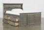 Summit Grey Full Wood Bookcase Bed With Double 4-Drawer Storage Unit - Storage