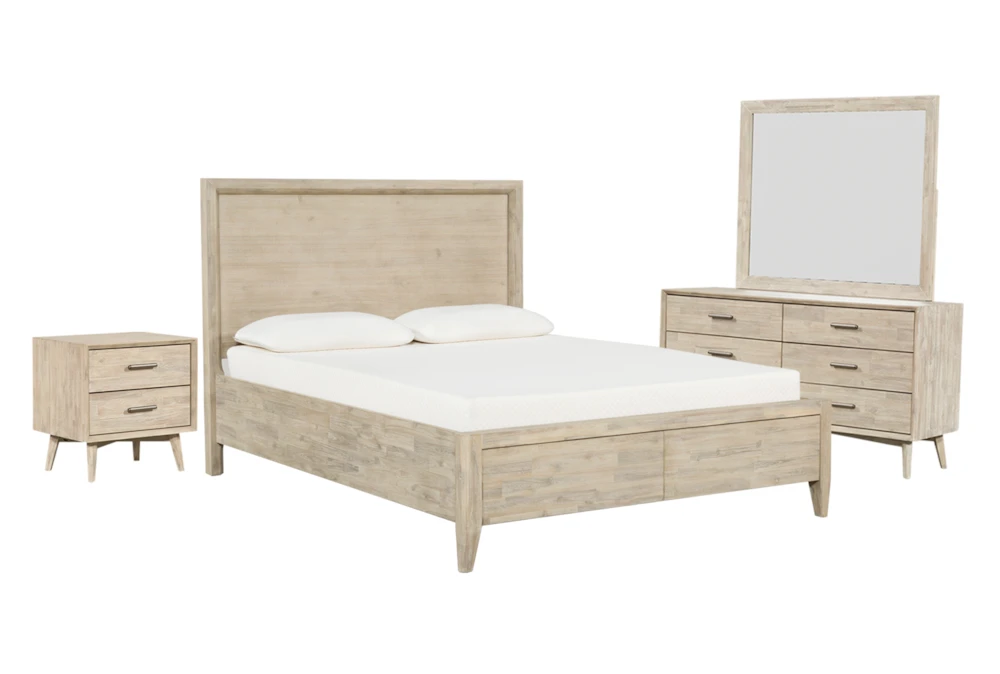 Allen Grey California King Wood Storage 4 Piece Bedroom Set