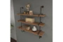 Brown 38 Inch Wood Metal Wall Shelf - Room