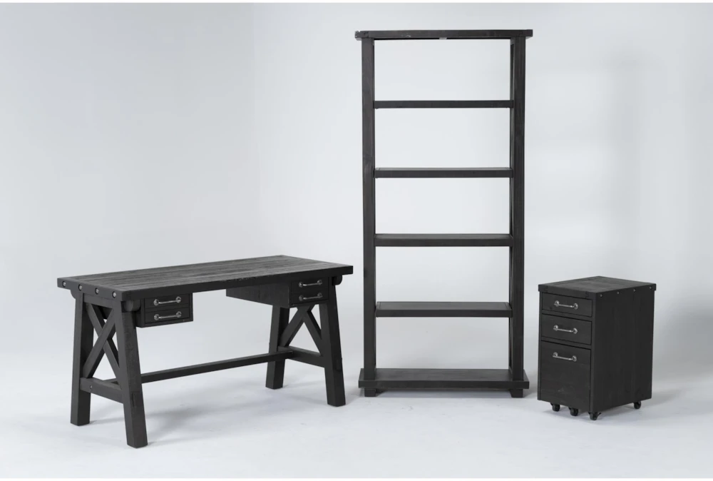 Jaxon 3 Piece Office Set With 58" Desk, Mobile Filing Cabinet + 82" Bookcase