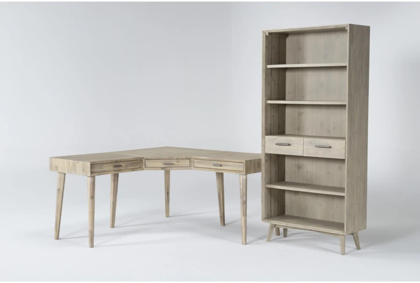 Allen 2 Piece Office Set With L-Shaped Desk + 75" Bookcase - 360