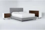 Dean Charcoal 3 Piece Queen Upholstered Bedroom Set With Clark Dresser + 2 Drawer Nightstand - Signature