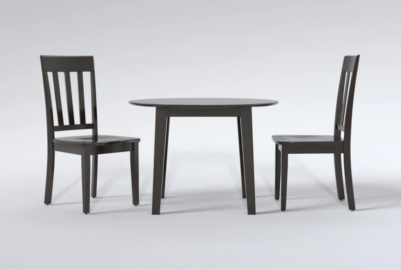 Kendall Espresso 42" Drop Leaf Dining With Slat Back Chairs Set For 2 - 360