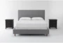 Dean Charcoal Queen Upholstered 3 Piece Bedroom Set With 2 Larkin Espresso Nightstands - Signature