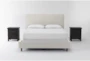 Dean Sand King Upholstered 3 Piece Bedroom Set With 2 Larkin Espresso Nightstands - Signature