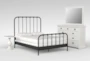 Knox King Metal 4 Piece Bedroom Set With Sinclair Pebble Dresser, Mirror + Bedside Table - Signature
