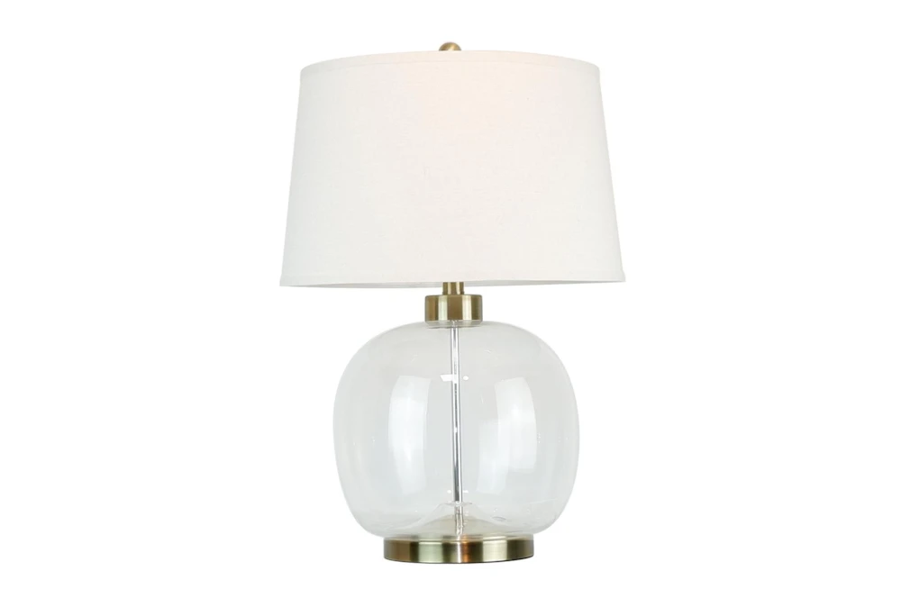 26 Inch Clear Glass Sphere + Brass Table Lamp 