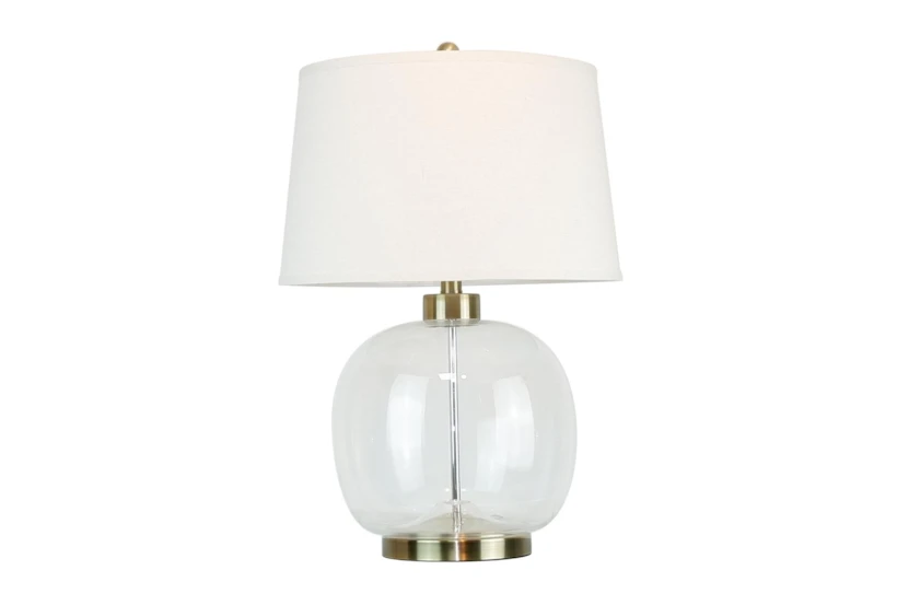 26 Inch Clear Glass Sphere + Brass Table Lamp  - 360