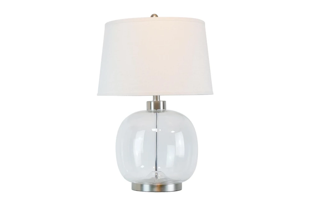 26 Inch Clear Glass Sphere + Silver Nickel Table Lamp 