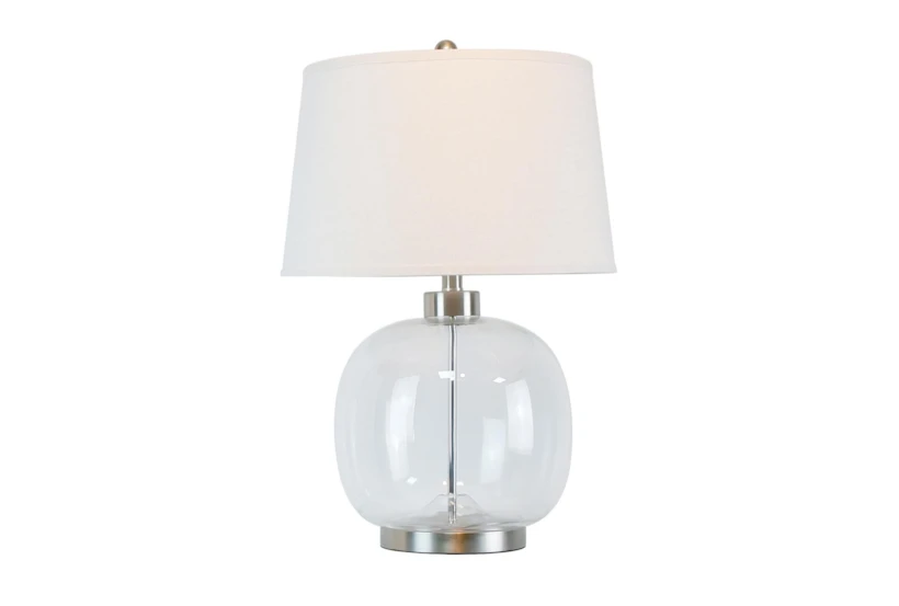 26 Inch Clear Glass Sphere + Silver Nickel Table Lamp  - 360