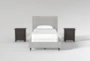 Dean Charcoal Twin Upholstered Panel 3 Piece Bedroom Set With 2 Larkin Espresso Nightstands - Signature