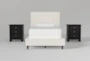 Dean Sand Twin Upholstered Panel 3 Piece Bedroom Set With 2 Summit Black Nightstands - Signature
