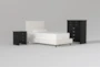 Dean Sand Twin Upholstered Panel 3 Piece Bedroom Set With Summit Black Chest Of Drawers + Nightstand - Signature