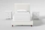 Dean Sand Twin Upholstered Panel 3 Piece Bedroom Set With 2 Larkin White Nightstands - Signature