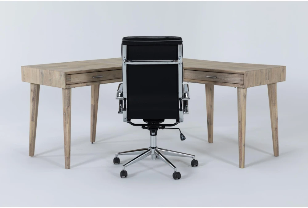 Allen Corner Desk + Moby Black High Back Office Chair