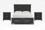 Jaxon Espresso Full Wood Storage 3 Piece Bedroom Set With 2 Nightstands - Signature